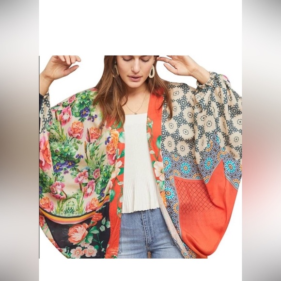 Anthropologie Akemi Kin Boho Floral Patchwork Kimono Jacket - Picture 1 of 9